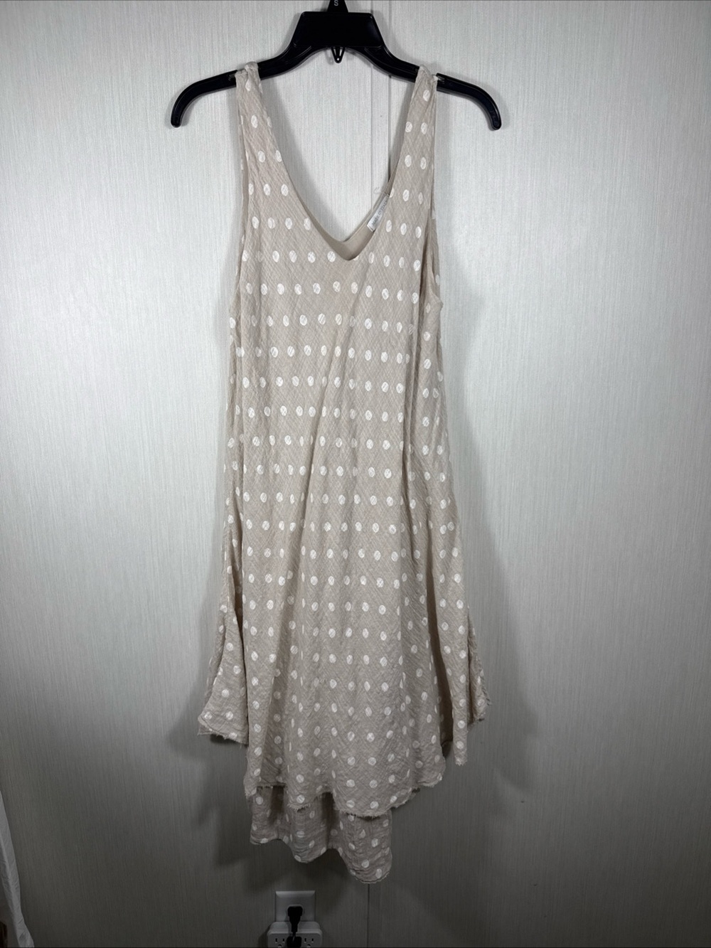 Made In Italy Womens Linen Blend Dress Gray White Sleeveless Lagenlook